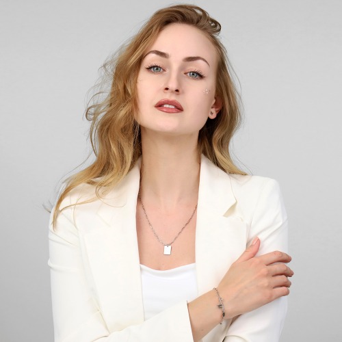 Naszyjnik Konstelacje bliźnięta srebrny platynowany ankier