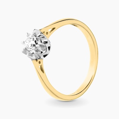 Pierścionek zaręczynowy z białego i żółtego złota 585 z...