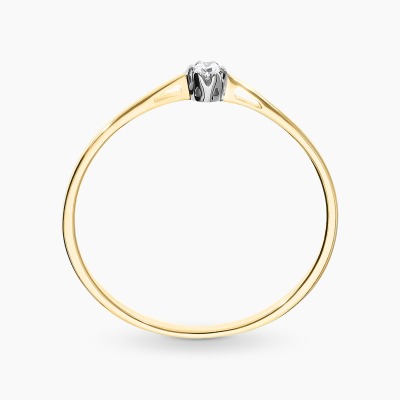 Pierścionek dwukolorowe złoto 585 z brylantem 0,03 ct,... 2