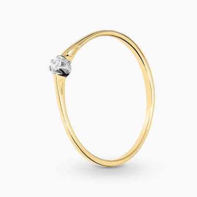 Pierścionek dwukolorowe złoto 585 z brylantem 0,03 ct,...