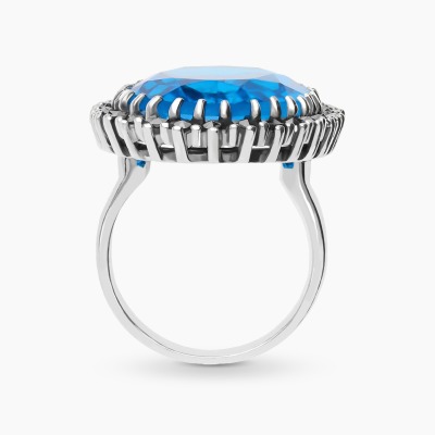 Pierścionek ze srebra z okazałą cyrkonią i markazytami 2