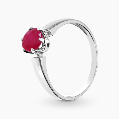 Pierścionek z białego złota 585 z okrągłym rubinem 1,15 ct