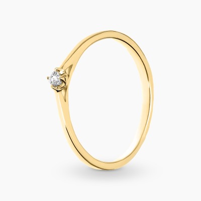 Pierścionek zaręczynowy żółte złoto 585 z brylantem 0,03...