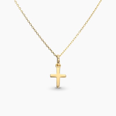 Naszyjnik splot ankier z żółtego złota 585 z krzyżykiem...
