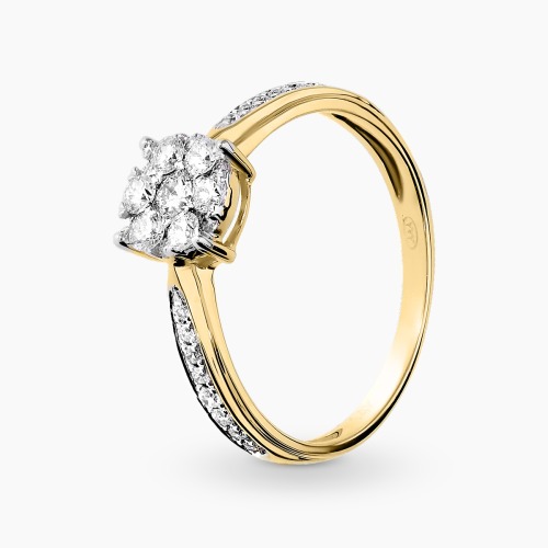 Pierścionek zaręczynowy z żółtego i białego złota 585 z brylantami 0,35 ct