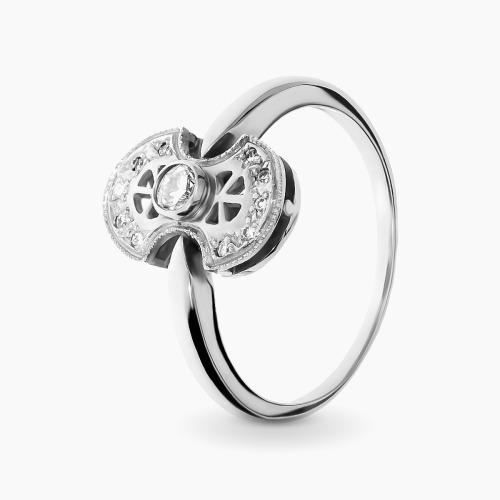 Pierścionek z białego złota 585 z brylantami 0,24 ct