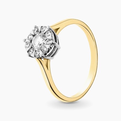 Pierścionek z żółtego i białego złota 585 z brylantami...