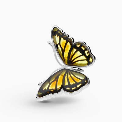Zawieszka motyl ze srebra z bursztynem 2,8 g