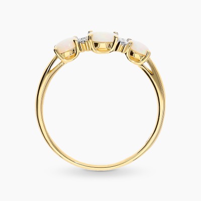 Pierścionek złoty 585 z opalami 0,65 ct i diamentami 0,06 ct 2