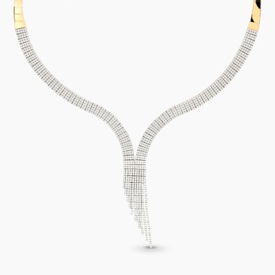 Naszyjnik kolia z żółtego i białego złota 585 z cyrkoniami