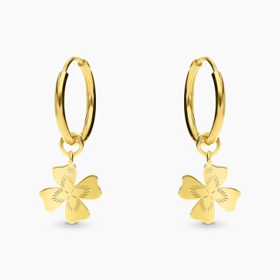 Kolczyki Flower Garden koła srebrne pozłacane z koniczyną