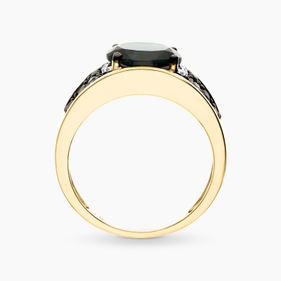 Pierścionek z żółtego złota 585 z topazem, szafirami i... 2