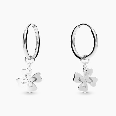 Kolczyki Flower Garden koła srebrne platynowane z koniczyną 2