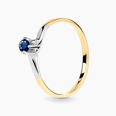 Pierścionek dwukolorowe złoto 585 Roma z szafirem 0,25 ct