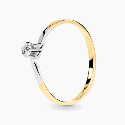 Pierścionek dwukolorowe złoto 585 Roma z brylantem...