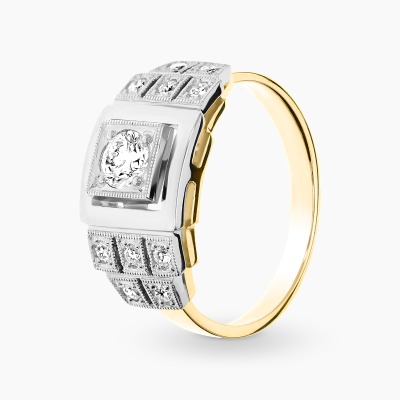 Pierścionek z dwukolorowego złota 585 w stylu Art Déco z...