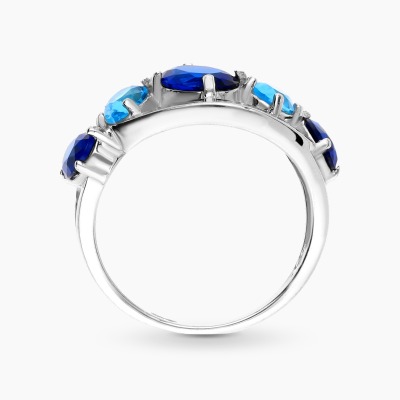 Pierścionek szeroki srebrny z pozłoceniem i alpinitami 2