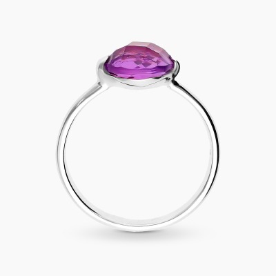 Pierścionek z białego złota 585 z ametystem 2
