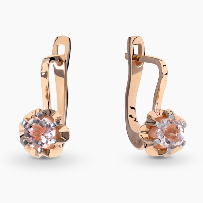 Kolczyki z różowego i białego złota 585 z morganitem 1,84 g 2