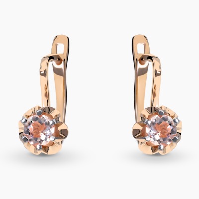 Kolczyki z różowego i białego złota 585 z morganitem 1,84 g