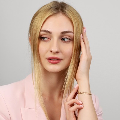 Bransoletka z żółtego złota 585 splot figaro dł. 18 cm... 2