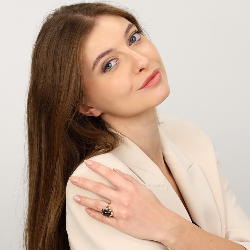 Pierścionek złoty 585 z okazałym turmalinem 6,70 ct i brylantami 0,28 ct