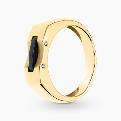 Sygnet z żółtego złota 585 z onyksem 6,15 g