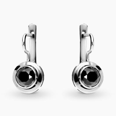 Kolczyki białe złoto 585 z czarnymi brylantami 1,47 ct