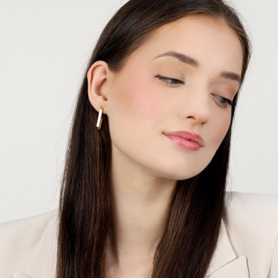 Kolczyki na sztyft z żółtego złota 585 gładkie 2