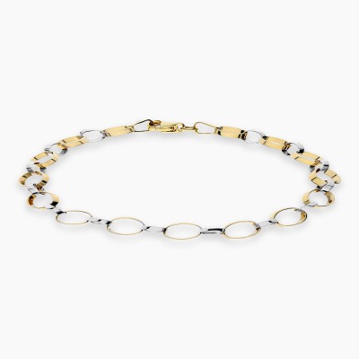 Bransoleta z owalnych elementów z żółtego i białego złota...