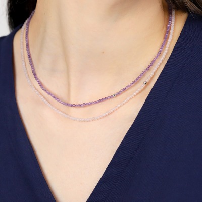 Naszyjnik Sphere srebrny z kulką i naturalnym ametystem 2