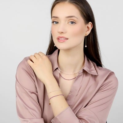 Naszyjnik Sphere srebrny z pozłacaną kulką i naturalnym... 2