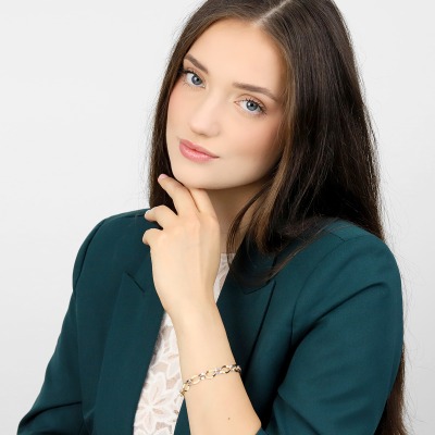 Bransoleta z żółtego i białego złota 585 owalne elementy... 2