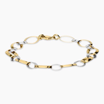 Bransoleta z żółtego i białego złota 585 owalne elementy...