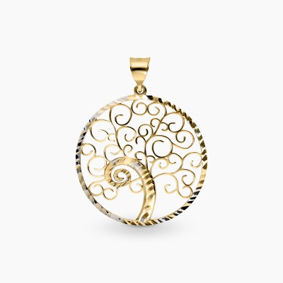 Zawieszka ażurowa dwukolorowe złoto 585 drzewko szczęścia