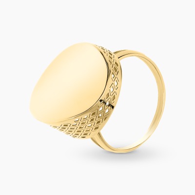 Pierścionek z żółtego złota 585 asymetryczny