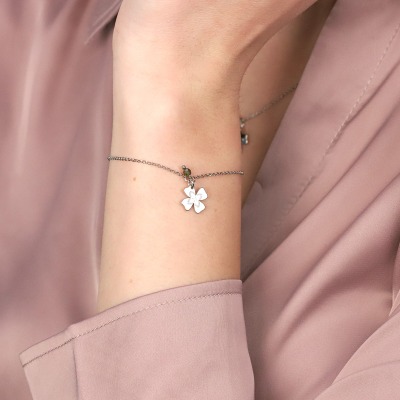 Bransoletka Flower Garden srebrna platynowana z koniczyną... 2