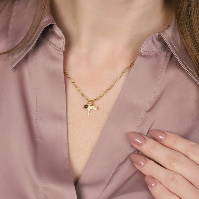 Naszyjnik Flower Garden srebrny pozłacany splot ankier z... 2