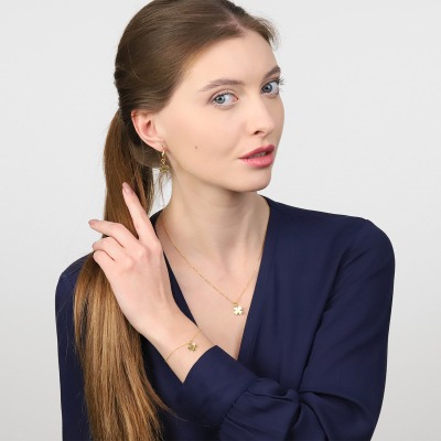 Bransoletka Flower Garden srebrna pozłacana ankier z... 2