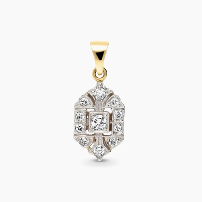 Zawieszka w stylu Art Déco z dwukolorowego złota 585 z...