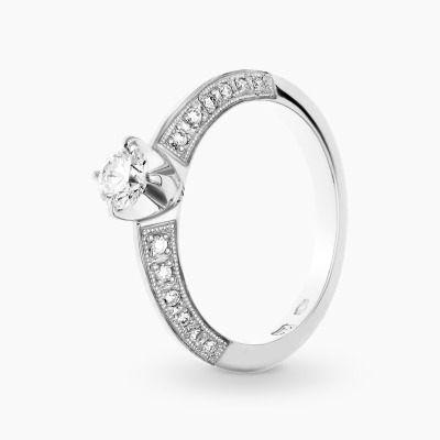 Pierścionek z białego złota 585 z brylantami 0,53 ct