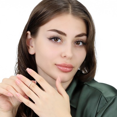 Pierścionek obrączka z żółtego i białego złota 585 z... 2