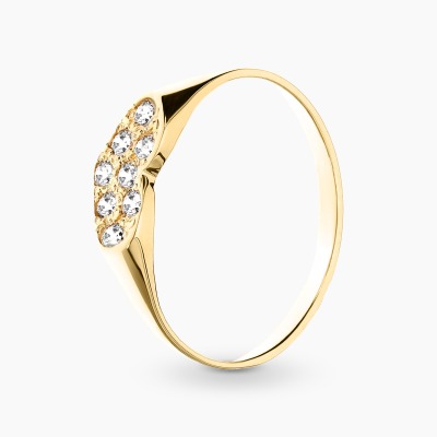 Pierścionek żółte złoto 585 serce z cyrkoniami