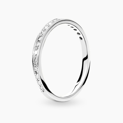 Pierścionek obrączka z białego złota 585 z brylantami...