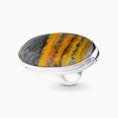 Pierścionek srebrny z jaspisem pszczelim