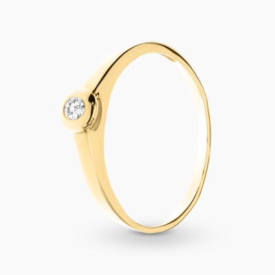 Pierścionek zaręczynowy żółte złoto 585 z delikatną...