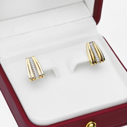 Kolczyki z żółtego, różowego i białego złota 585 z cyrkoniami 4,17 g