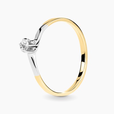 Pierścionek zaręczynowy dwukolorowe złoto 585 Roma z...