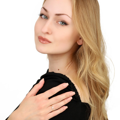 Pierścionek dwukolorowe złoto 585 Roma z cyrkonią 2