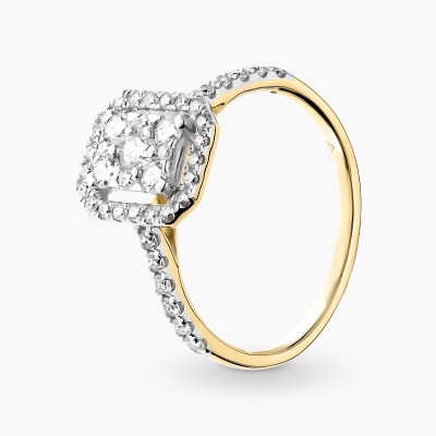 Pierścionek Art déco z dwukolorowego złota 585 z...